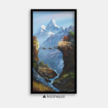 ALJC69 - Scenery of Mt.Ama Dablam behind a Hill - Artofnepal