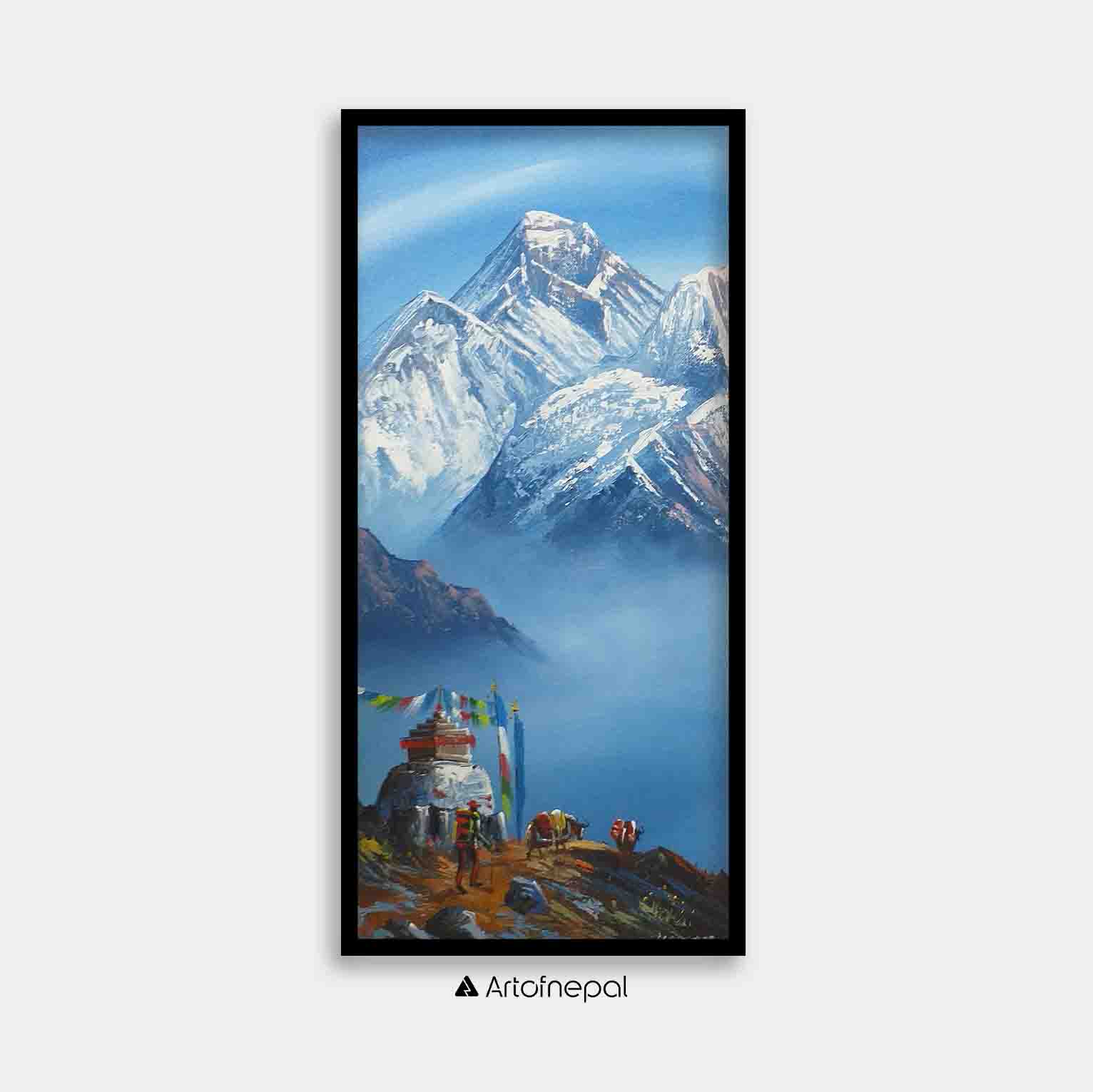 ALJC70 - Scenery of Mt.Everest, Kala Patthar and Stupa - Artofnepal