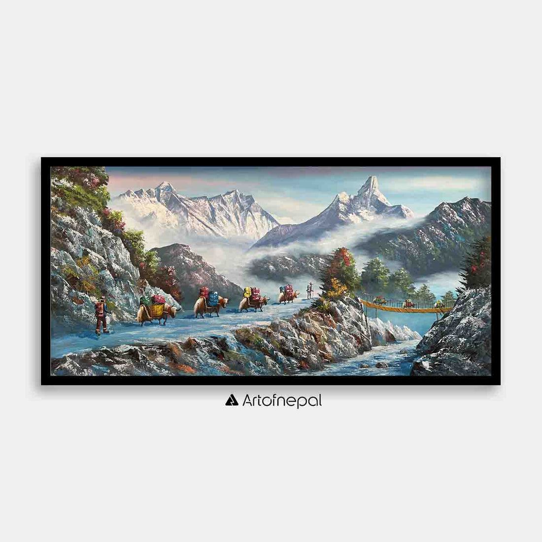 ALJC74- Beautiful Mt.Everest, Ama Dablam, Yaks and Sherpa - Artofnepal