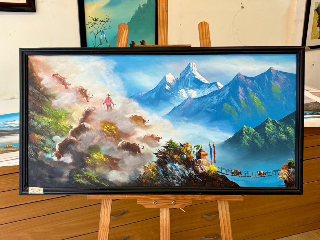 ALJC76 - Yaks in the Himalayan Mist - Artofnepal