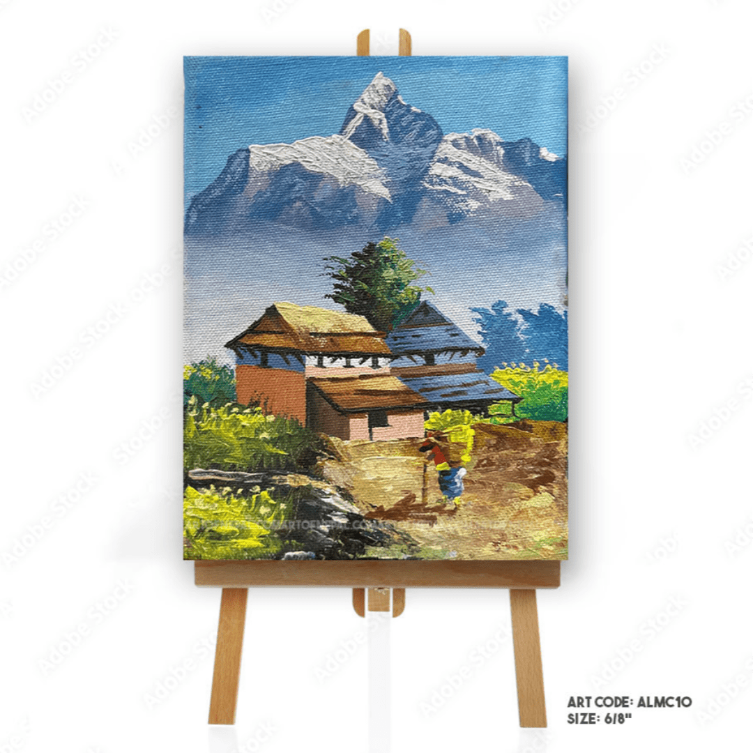 ALMC10 - Miniature Traditional House and Ama Dablam - Artofnepal