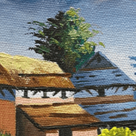 ALMC10- Miniature Traditional House and Ama Dablam - Artofnepal