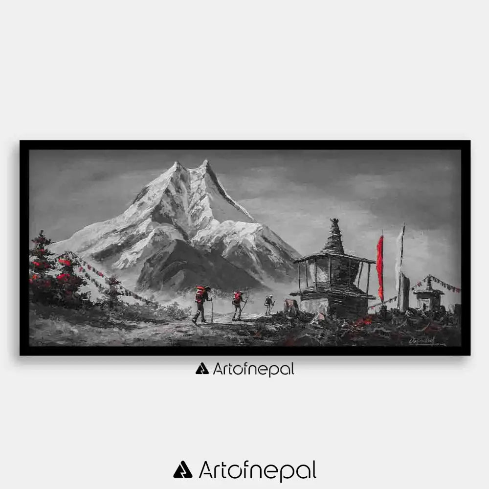 ALOM07-Traveller’s journey to Mt.Manaslu 12 inches by 24 inches simple