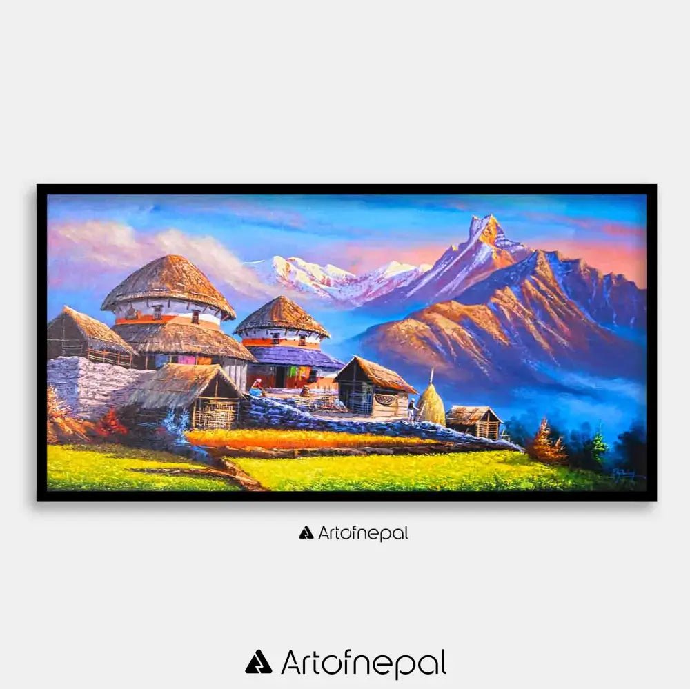 ALOM106 - Fishtail seen from Nepali house - Artofnepal