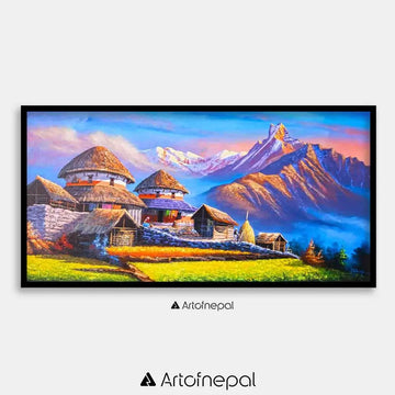 ALOM106 - Fishtail seen from Nepali house - Artofnepal