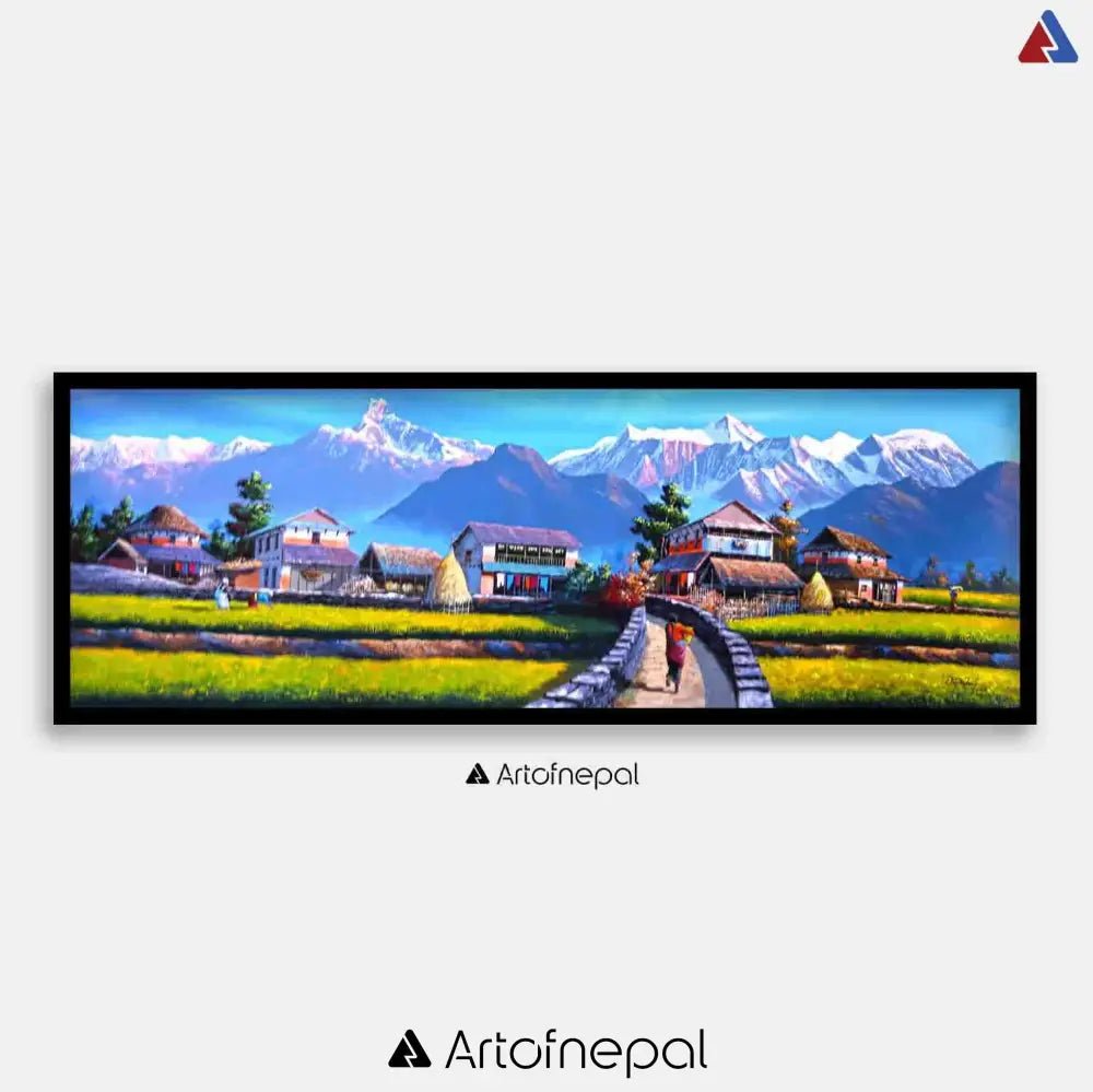 ALOM111 - Nepali village with Mt.Fishtail and Annapurna - Artofnepal
