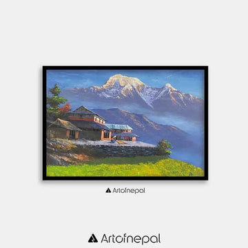 ALOM114 - Traditional Nepali house near mountain range - Artofnepal