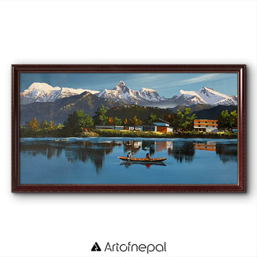ALOM119 - View of Annapurna range seen from Phewa Lake 24x48 inch simple