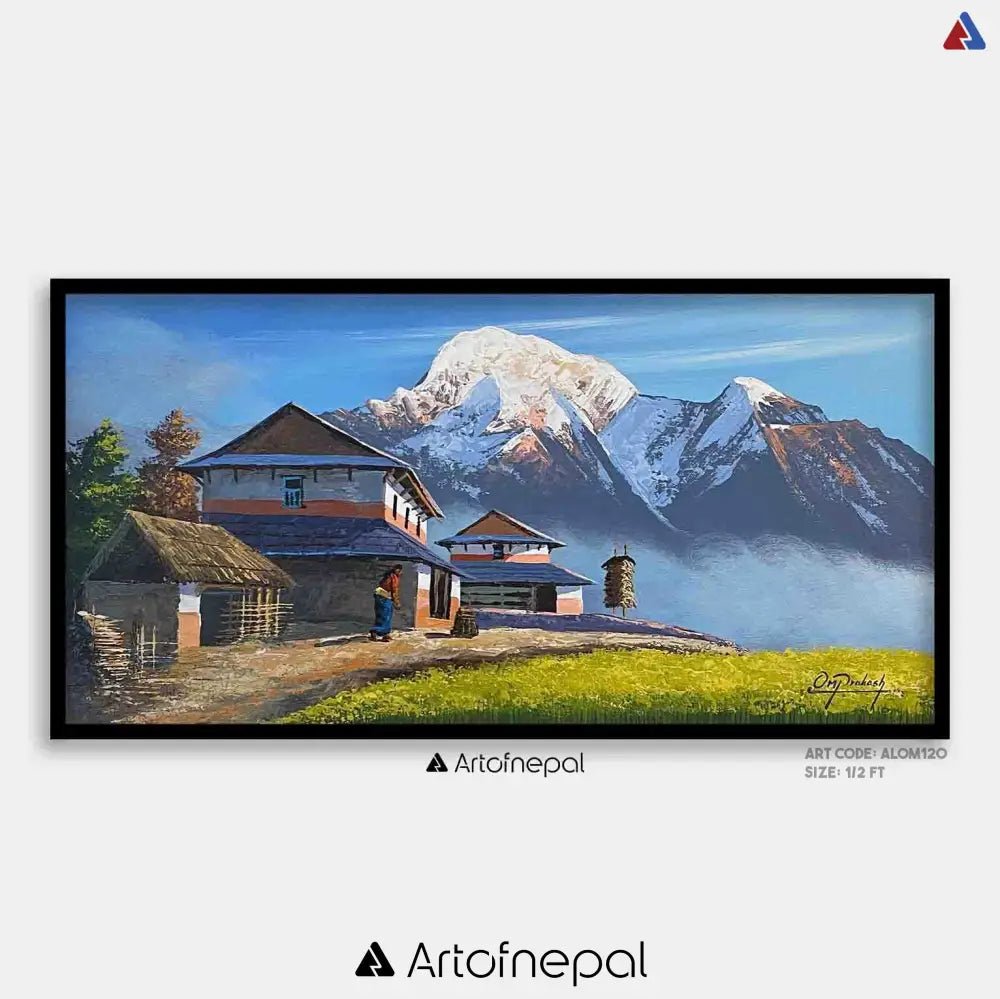 ALOM120 - Snow capped Mt.Annapurna and Village house - Artofnepal