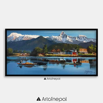 ALOM123 - Phewa Lake and Snow capped Annapurna range - Artofnepal