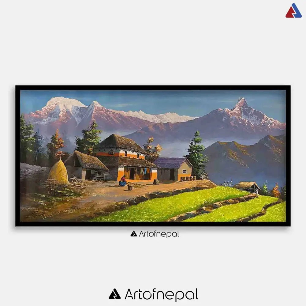 ALOM131 - Mt.Annapurna and Machhapuchhre seen from Village - Artofnepal