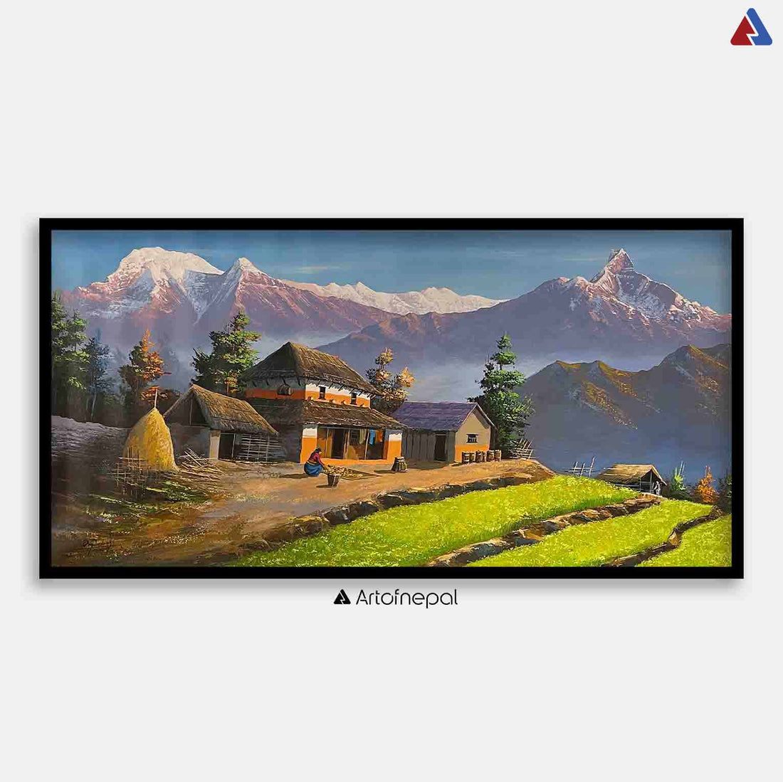 ALOM131 - Mt.Annapurna and Machhapuchhre seen from Village - Artofnepal