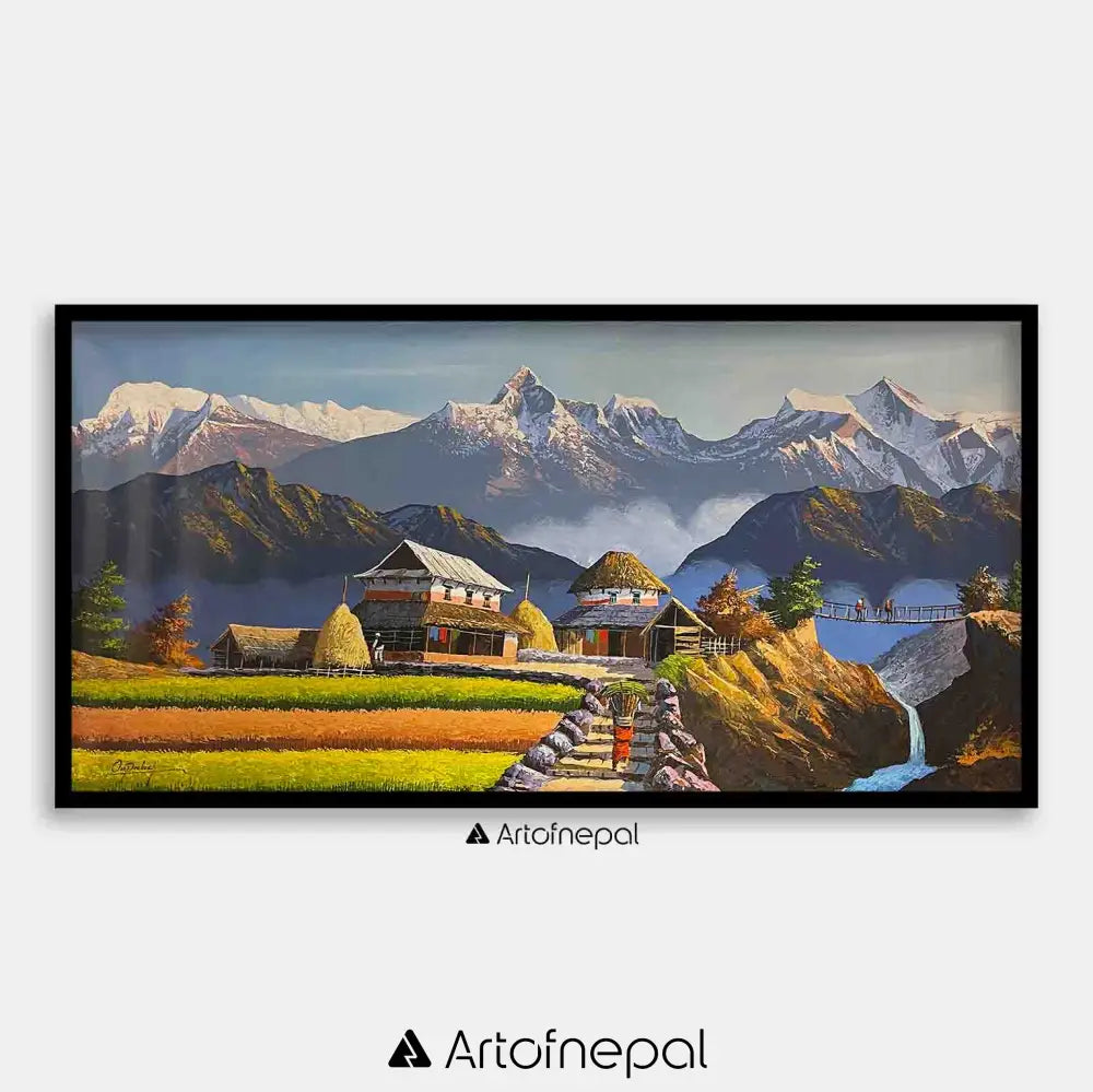 ALOM132 - Snow capped Annapurna range near Village - Artofnepal