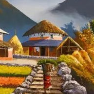 ALOM132 - Snow capped Annapurna range near Village - Artofnepal