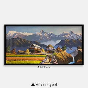 ALOM132 - Snow capped Annapurna range near Village - Artofnepal