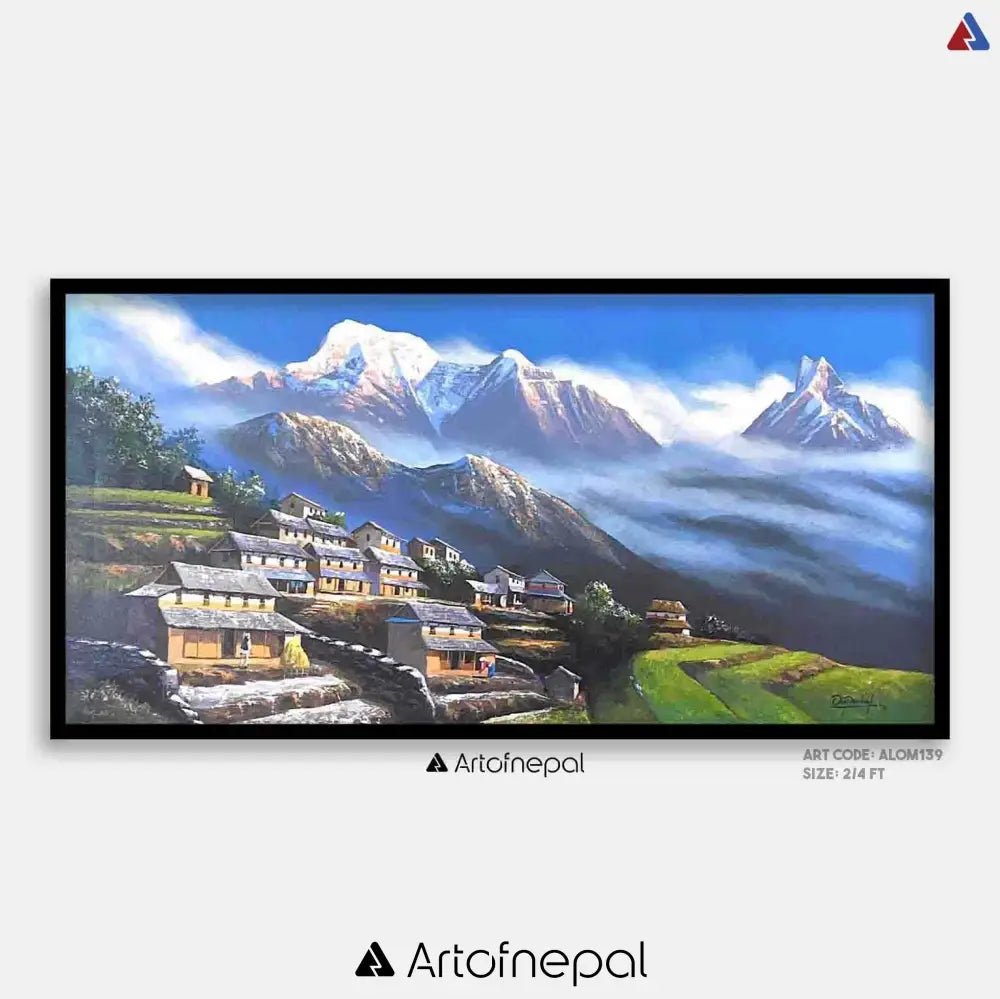 ALOM139 - Mt.Annapurna,Fishtail and a small village - Artofnepal