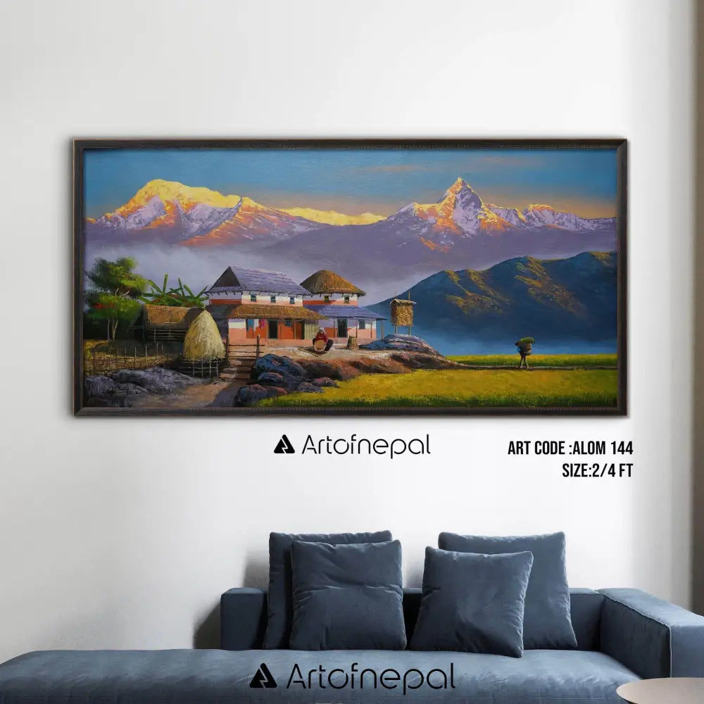 ALOM144 - Village by the Peaks of Annapurna - Artofnepal