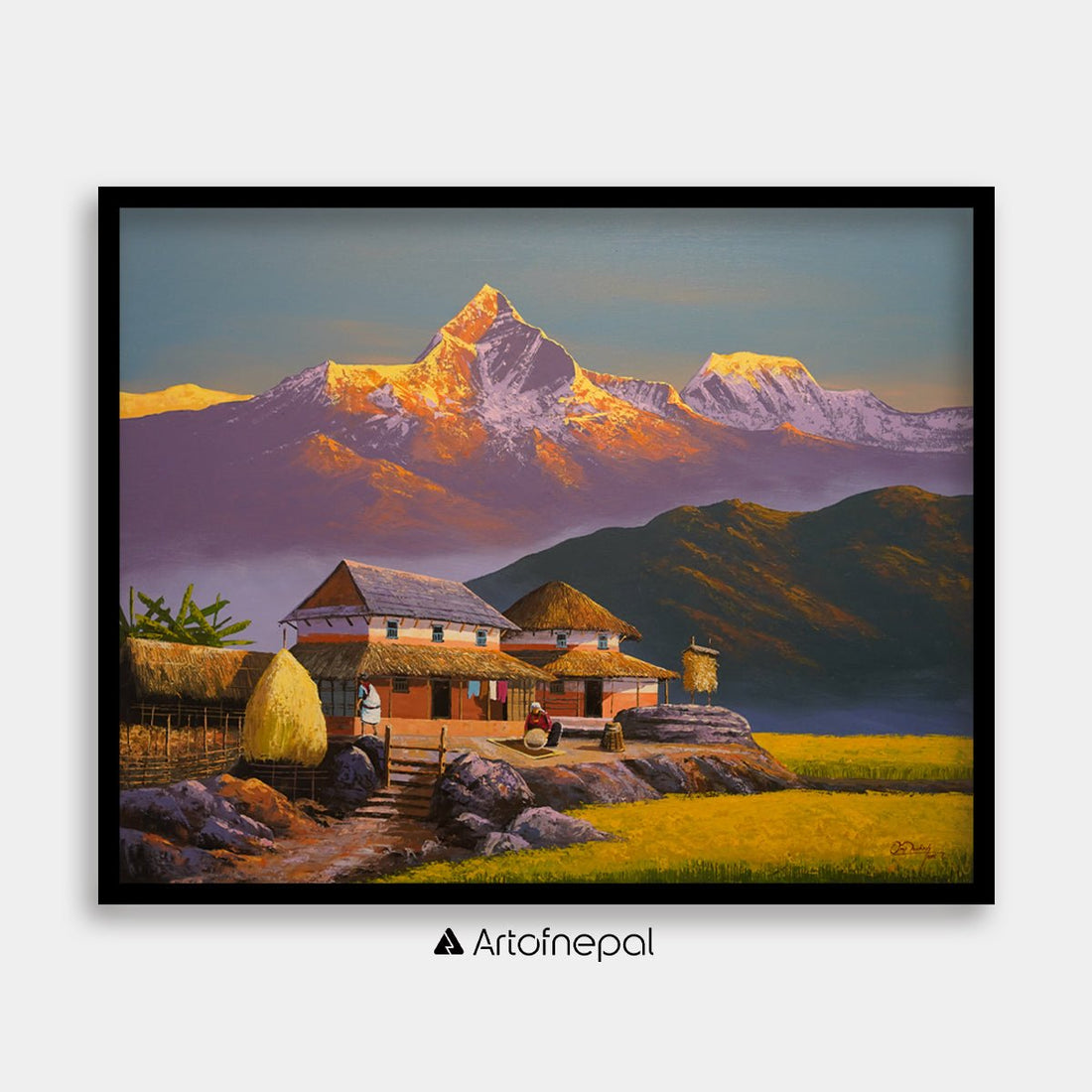 ALOM148 - Morning Light in Annapurna Village - Artofnepal