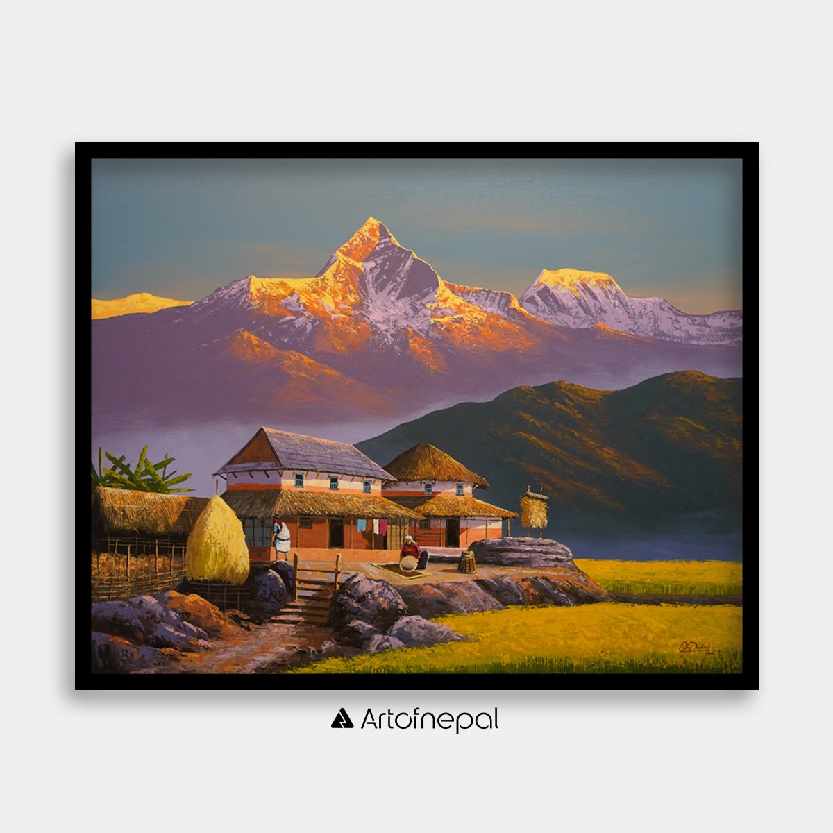 ALOM148 - Morning Light in Annapurna Village - Artofnepal