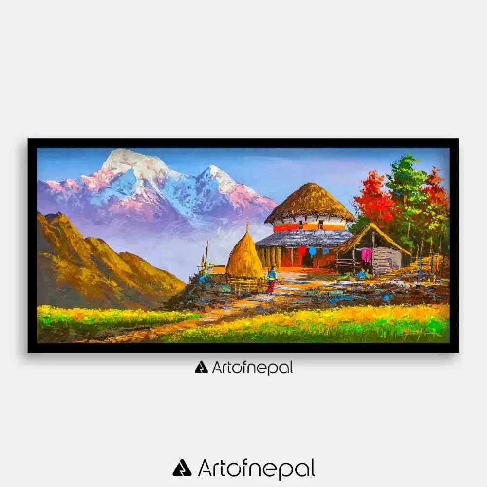 ALOM15- Mt Annapurna Near Village - Artofnepal