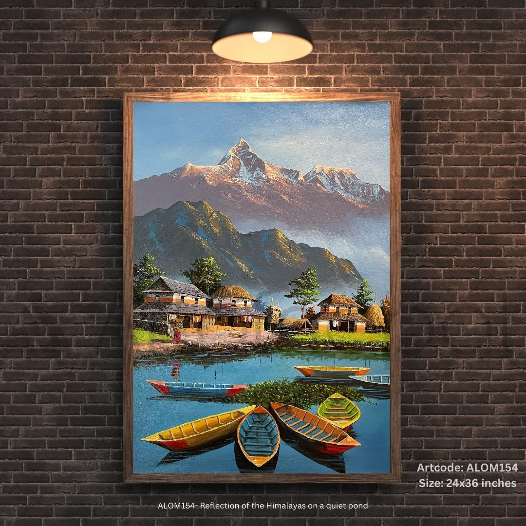 ALOM154 - Reflection of the Himalayas on a quiet pond - Artofnepal