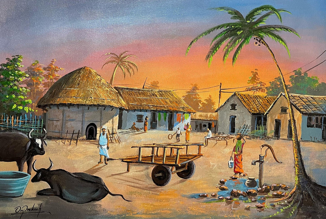 ALOM156 - Evening Life in the Village - Artofnepal