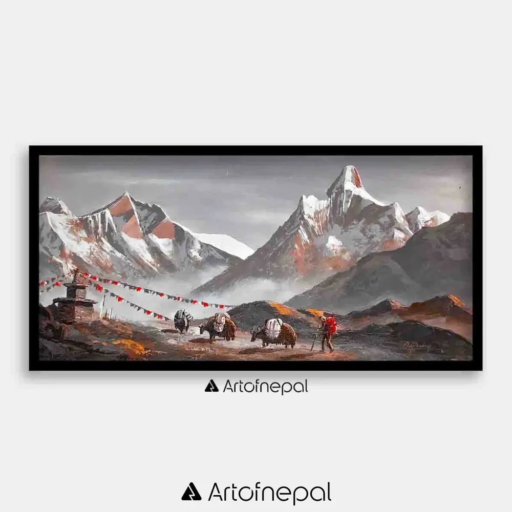 ALOM16- Scenery of Mt.Everest and Ama Dablam 12 inches by 24 inches simple