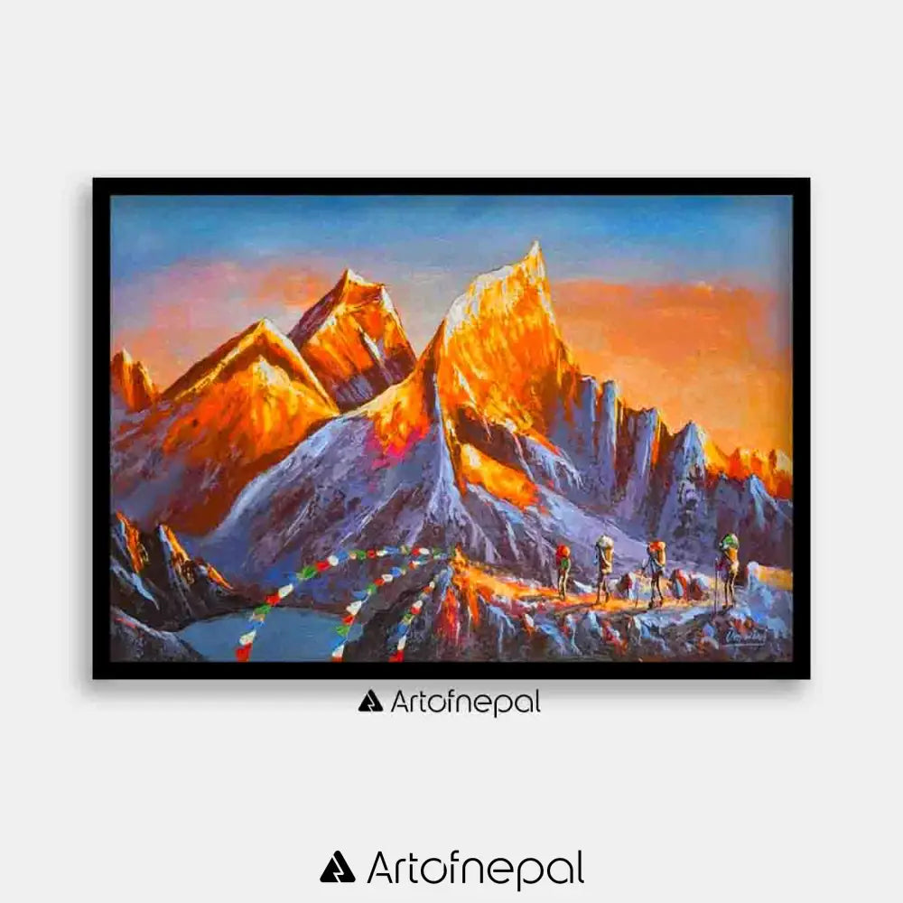 ALOM20- Sunset over Mt.Everest and Kala Patthar 18 inches by 24 inches simple