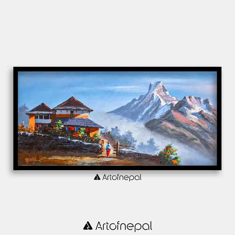 ALOM25 - Nepali village beside Mount Machhapuchhre - Artofnepal