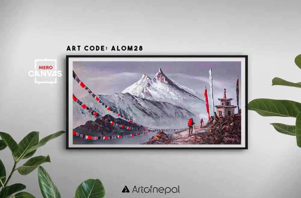 ALOM28- Beautiful view of mountain painting - Artofnepal