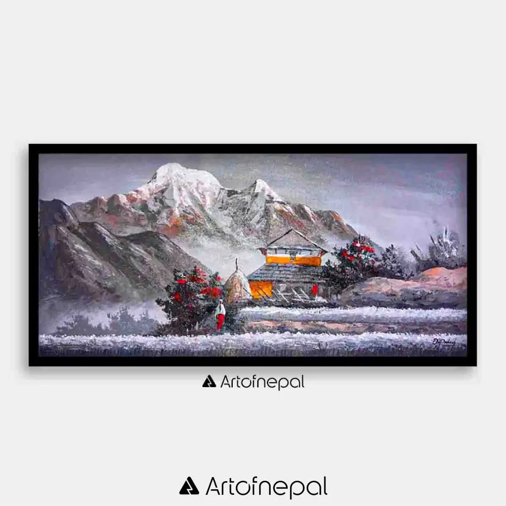 ALOM29 - Mount Annapurna with Nepali village - Artofnepal