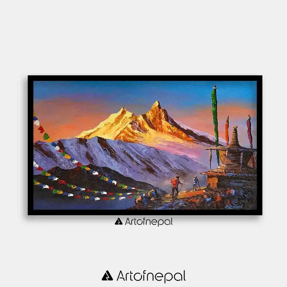 ALOM30 - Sunrise over Mount Manaslu and Stupa - Artofnepal