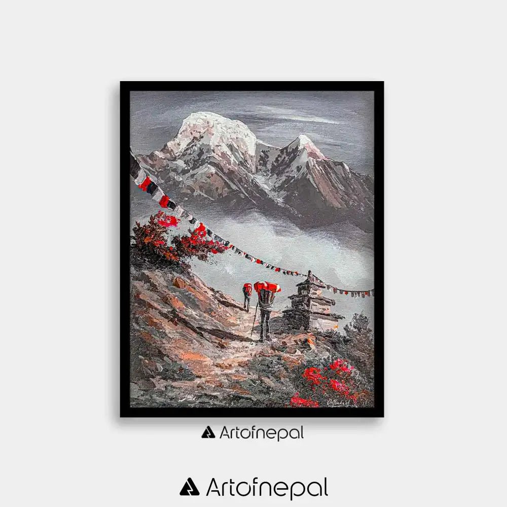 ALOM33 - Mt.Annapurna, Traveller and Stupa - Artofnepal
