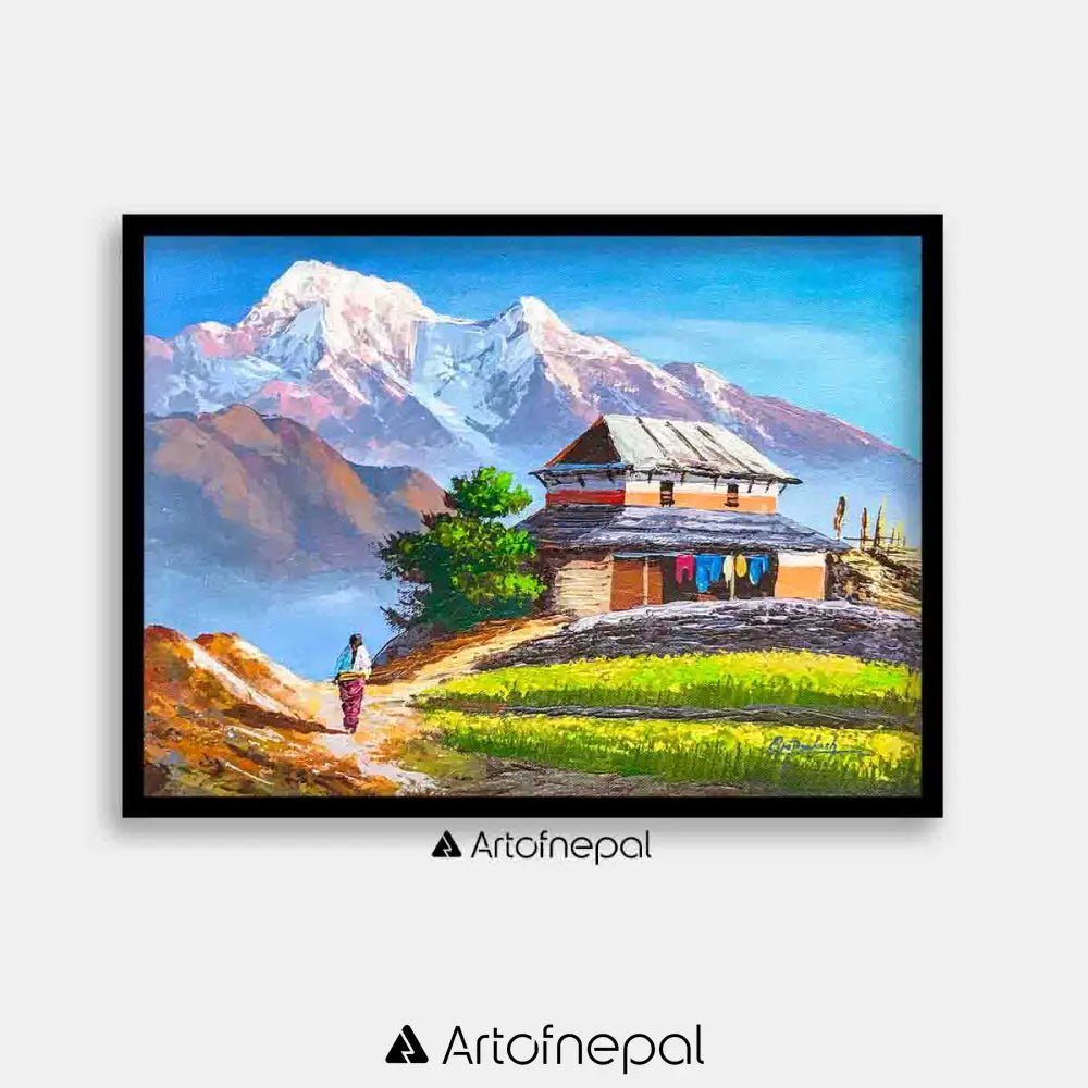 ALOM37 - Scenery of Mt.Annapurna with village life - Artofnepal
