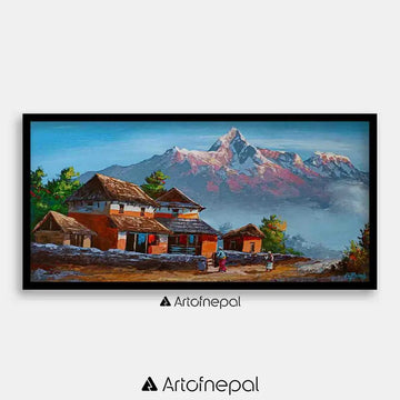 ALOM47 - Annapurna range's view from hillside village - Artofnepal