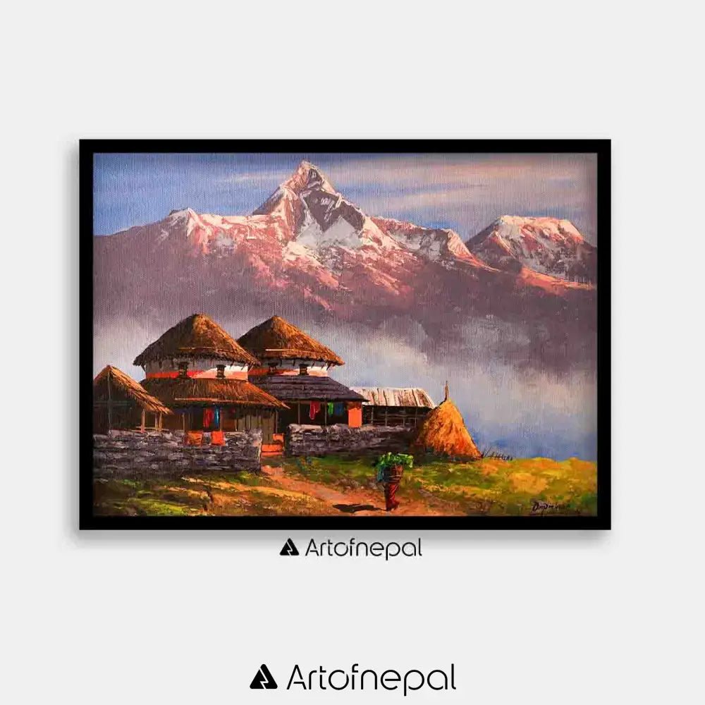 ALOM60 - Annapurna range and Traditional Nepali House - Artofnepal