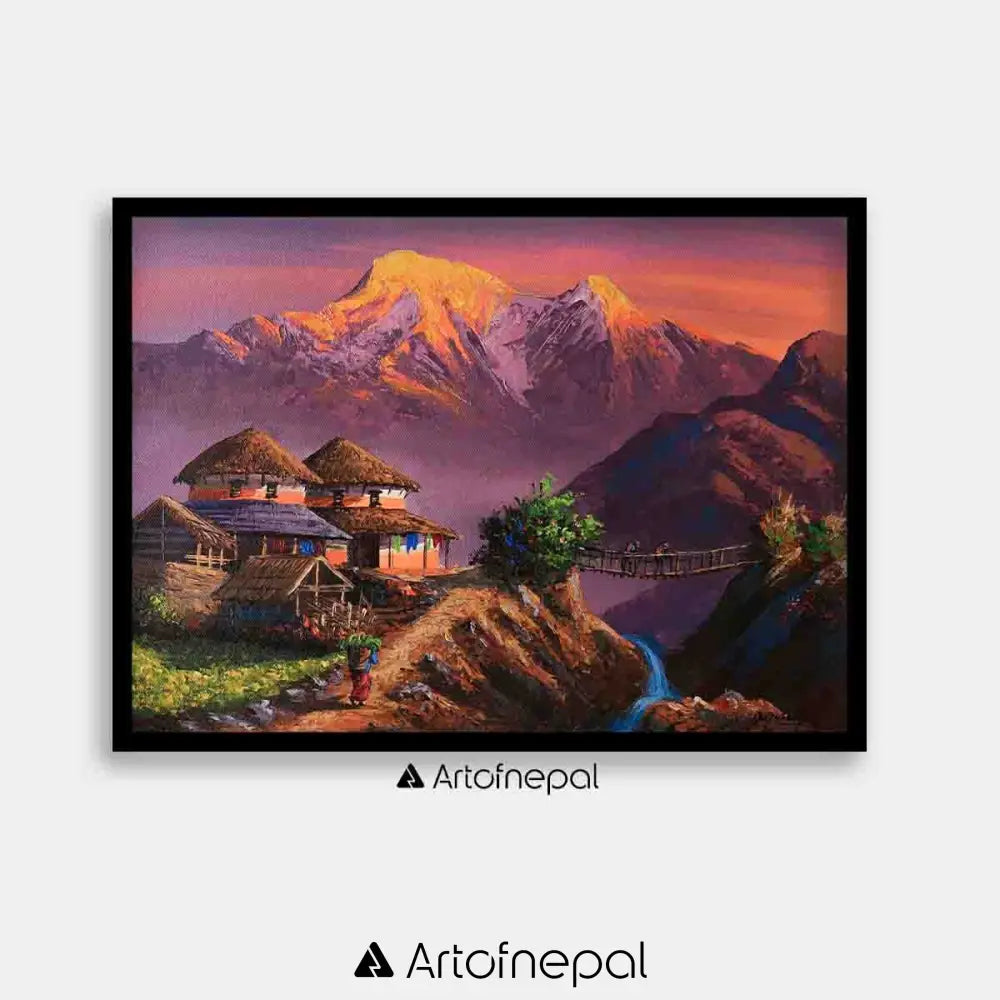 ALOM61 - View of Annapurna range and Nepali village life - Artofnepal