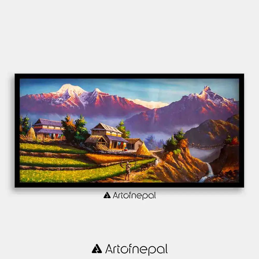 ALOM64 - Mt.Annapurna, Machhapuchhre view from nepali village - Artofnepal