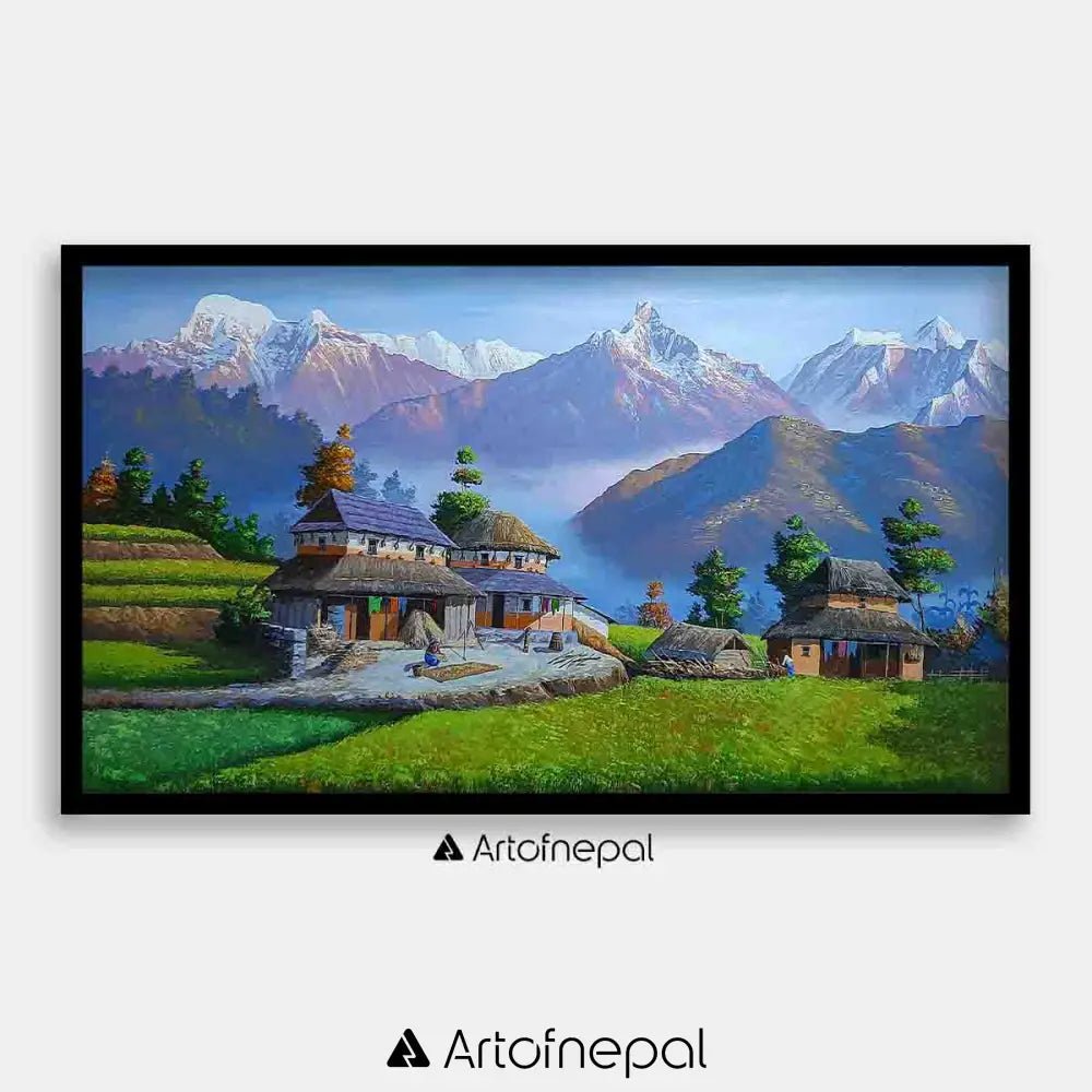 ALOM69 - Annapurna range, Mt.fishtail and Nepali Village - Artofnepal