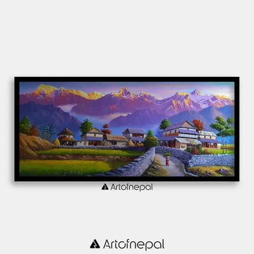 ALOM71 - Scenery of Annapurna range and Nepali village - Artofnepal