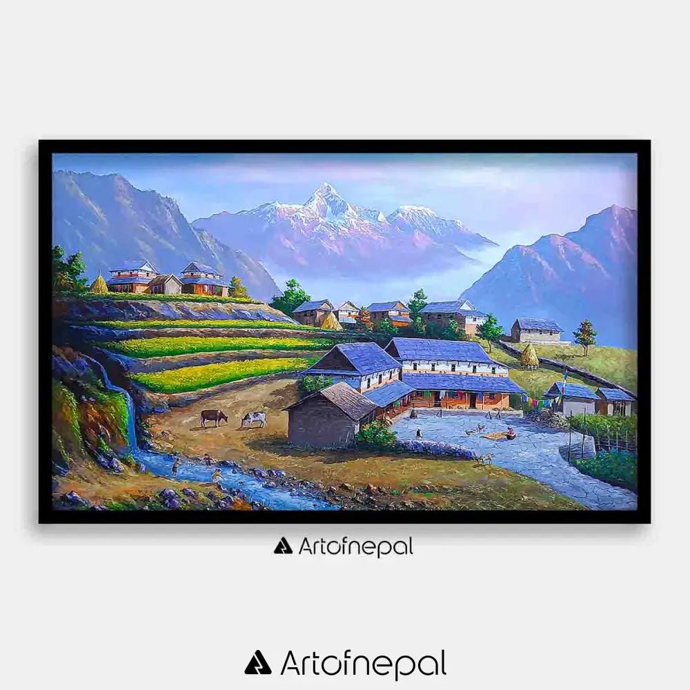 ALOM72 - View of Mt.Annapurna from Nepali village - Artofnepal