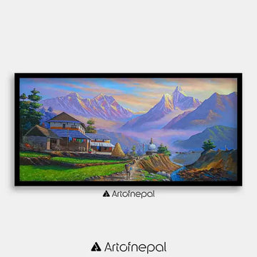 ALOM75 - View of Ama Dablam from Nepali Village - Artofnepal