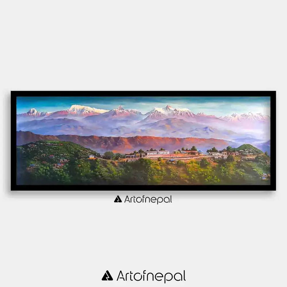 ALOM76 - Scenery of Annapurna Range, Hills and Village - Artofnepal