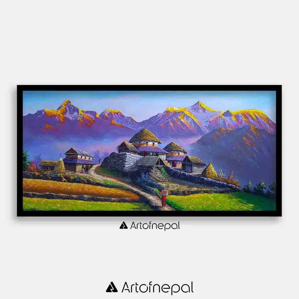 ALOM80 - Sunrise over Annapurna range and village life - Artofnepal