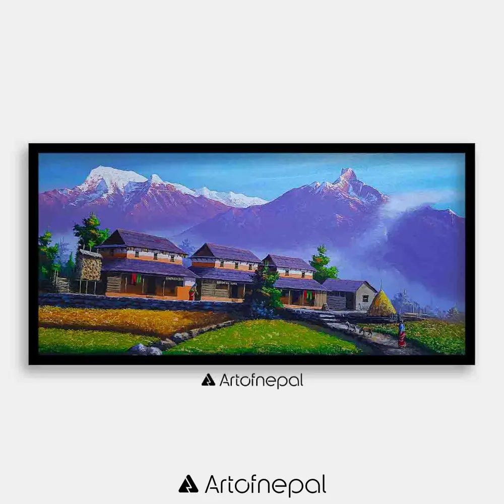 ALOM81 - Mt.Annapurna, Machhapuchhre and Nepali house - Artofnepal