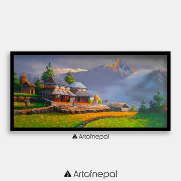 ALOM83 - Mt.Machhapuchhre and village life style - Artofnepal
