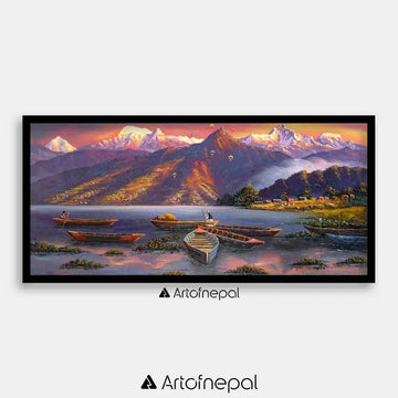 ALOM90 - Lakeside Pokhara Landscape painting - Artofnepal