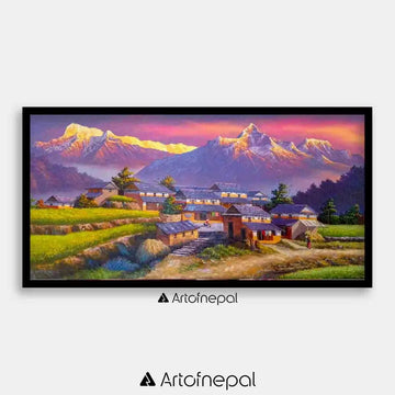 ALOM97 - Scenery of Annapurna range and Nepali village - Artofnepal
