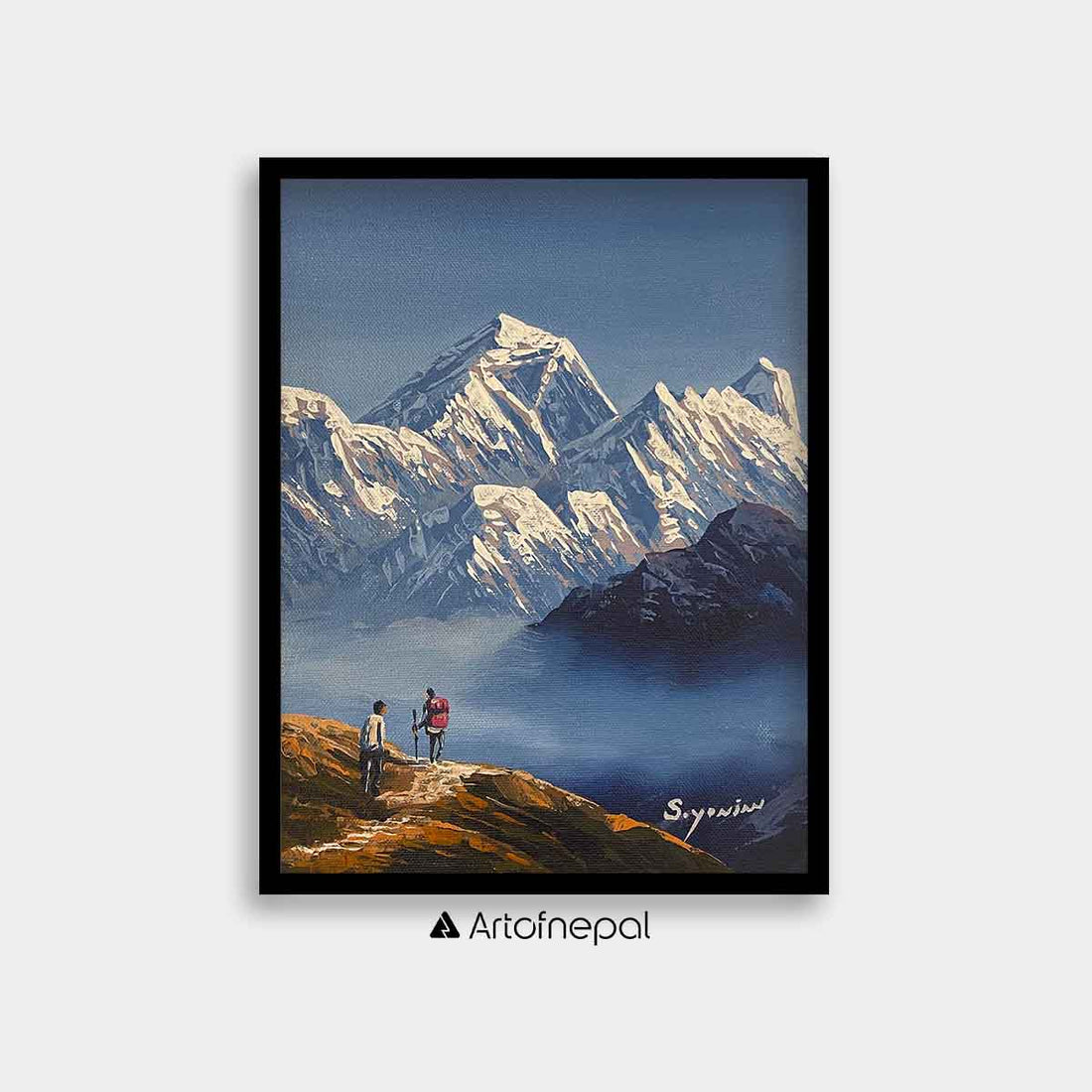 ALSY01 - Range of Mountains in front of the trekkers - Artofnepal