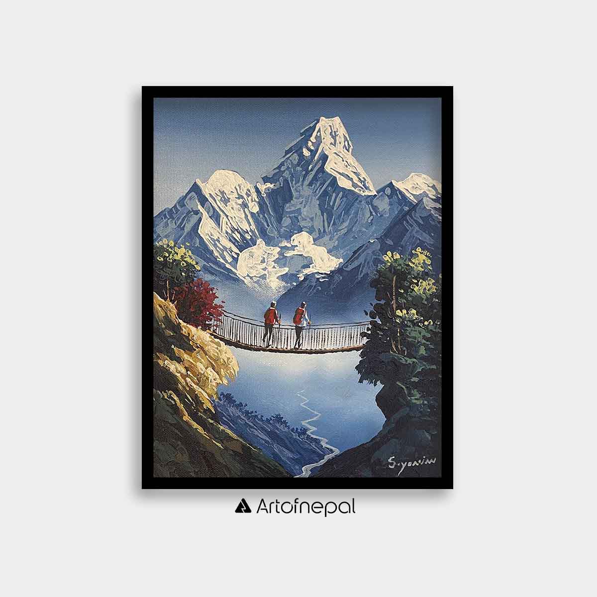 ALSY06 - Trekkers observing the Mountains in front - Artofnepal